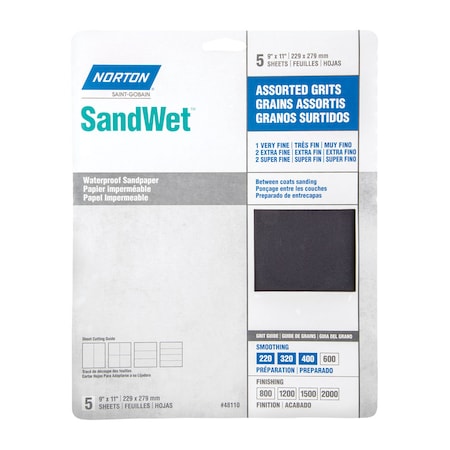 Norton Abrasives SANDPAPER WTRPRF ASST5PK 7660748110